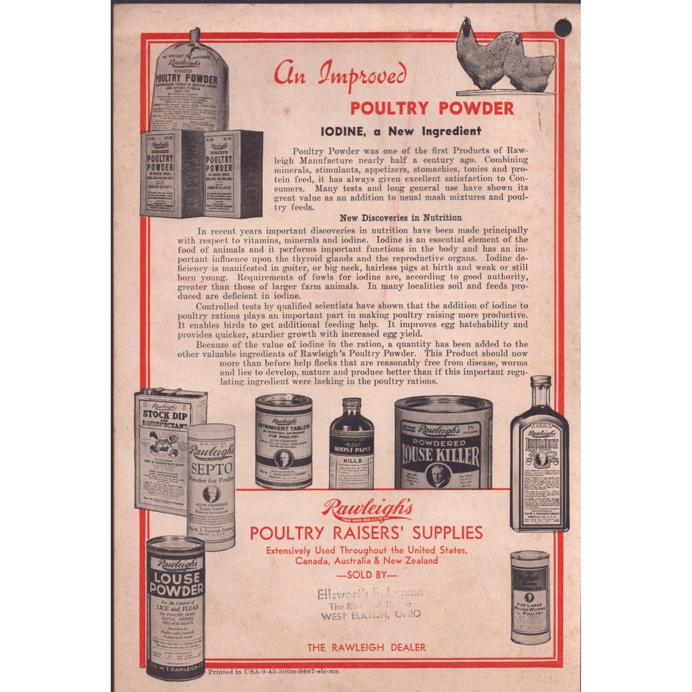 Vintage Diseases of Poultry Rawleigh Company Booklet Bulletin No 252 1943 - Picture 2 of 3